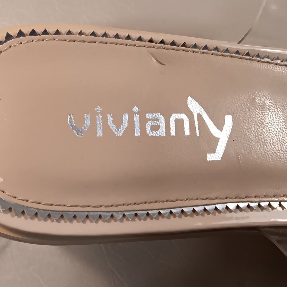 Vivianly Clear Strap Block Heel Sandals in Nude Size 11 - Picture 10 of 11